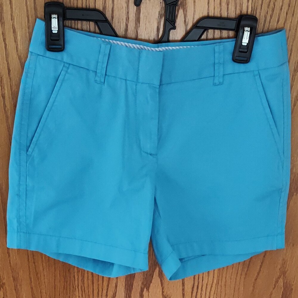 J. Crew turquoise Chino "broken-in" shorts, new with tags, size 0
